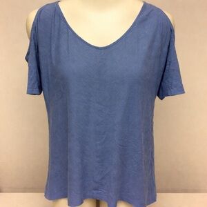 Calvin Klein Jeans Cold-Shoulder V-Neck Women's Top in Dusty Blue